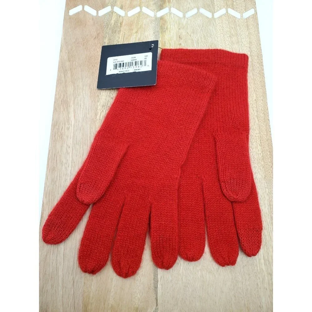 Phenix Red Cashmere 100% Knit Gloves